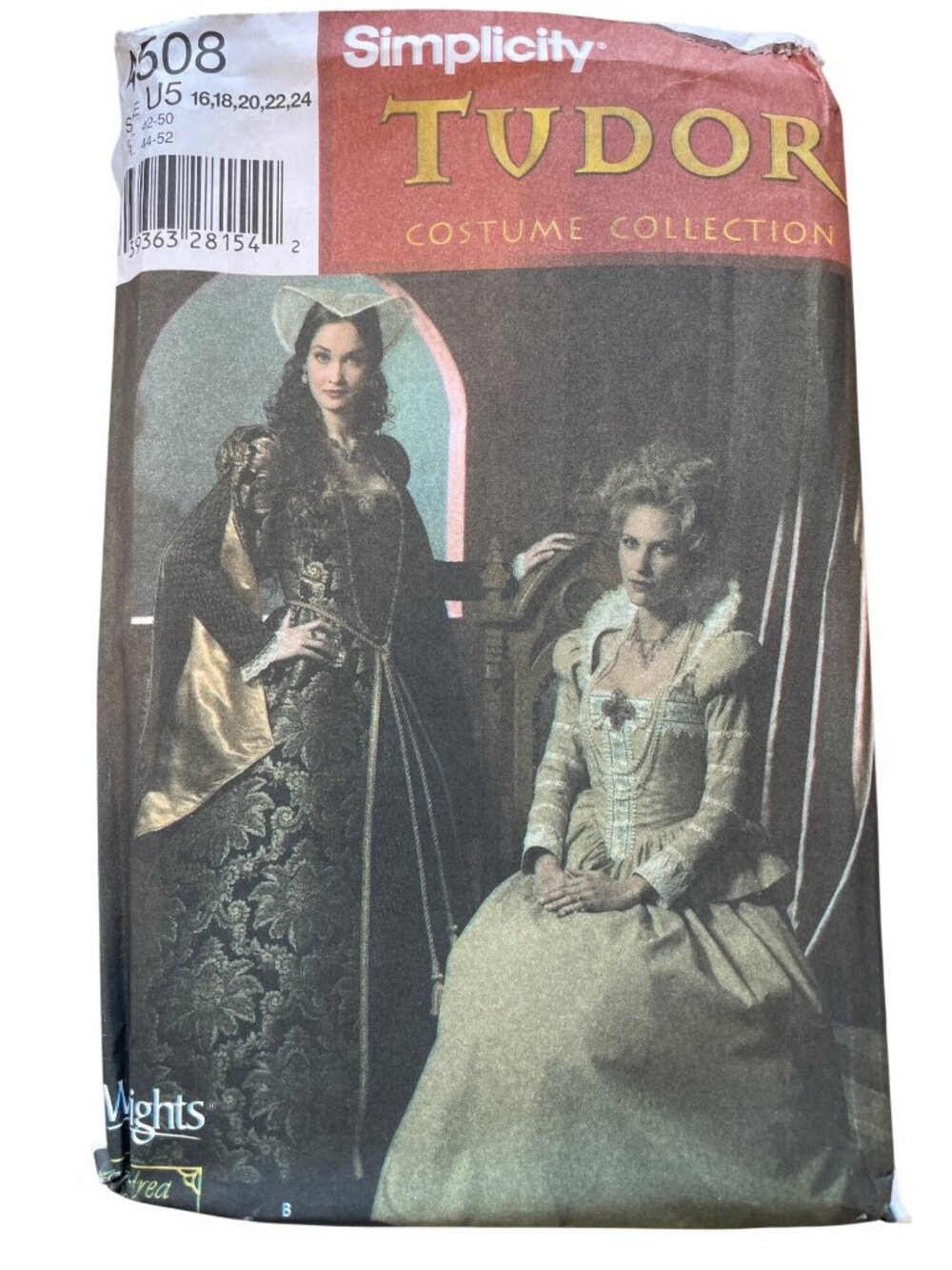 Simplicity 4508 Sewing Pattern Sizes 16-24 Tudor Costume Historical Gown UNCUT